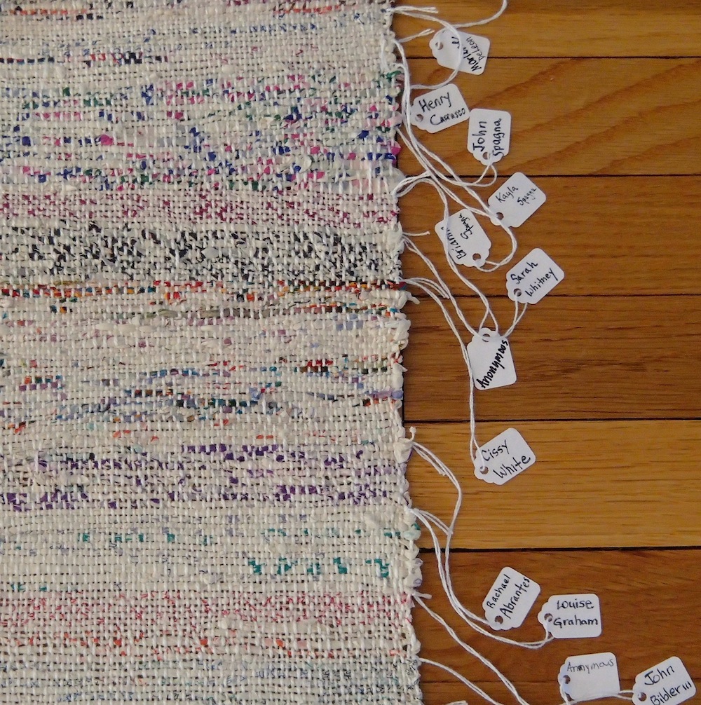 Weaving detail (1 of 2), Individual yarns identified with name tags, photo: Margaret Bellafiore